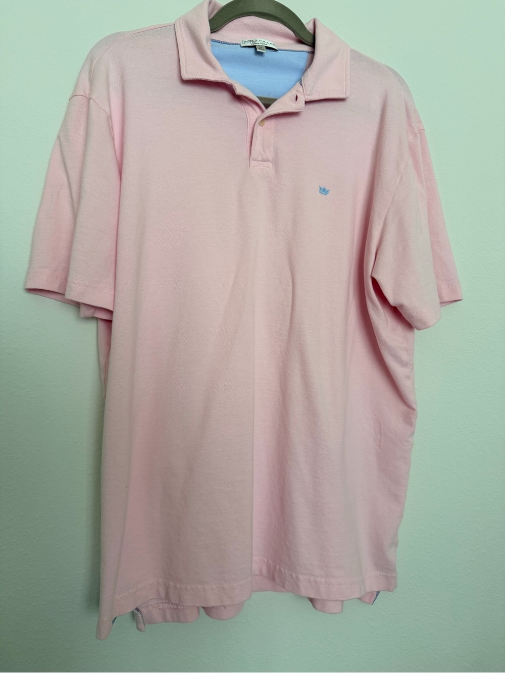Peter Millar Light Pink Cotton Polo Shirt with Subtle Blue Logo